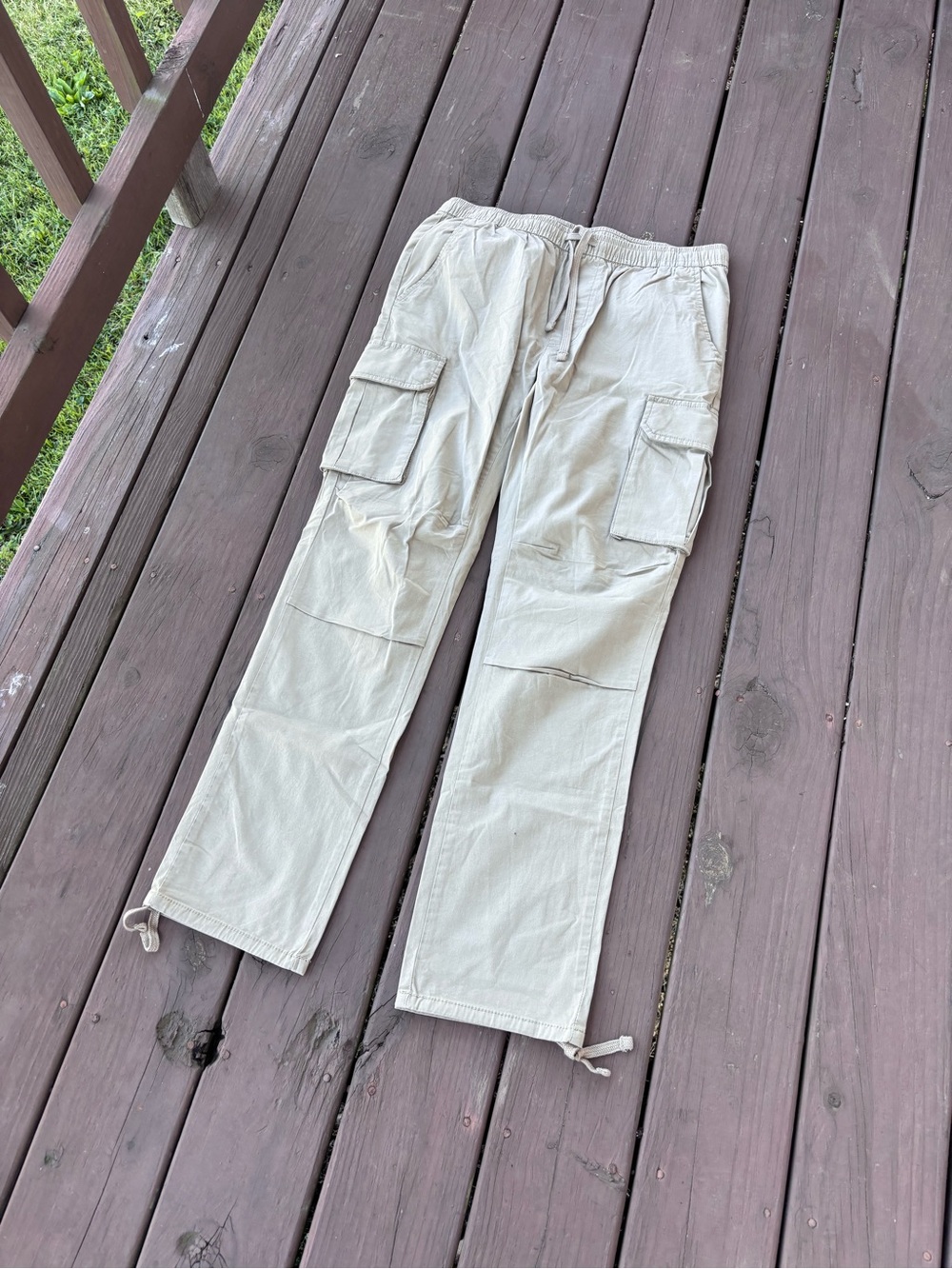 Arizona Jean Co Mens M Khaki Cargo Jogger Pants Drawstring